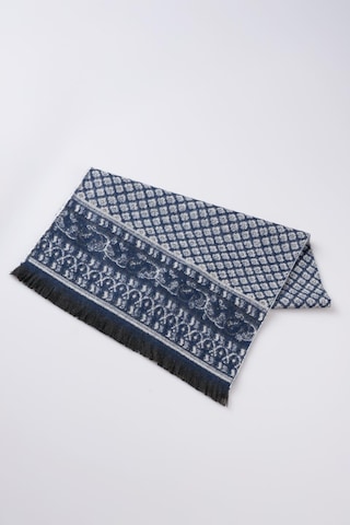 İnce Dokulu Desenli Viskon Şal Kaşkol Atkı Lacivert