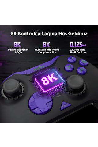 Pxn P5 8k Kablosuz Gaming Controller Kapasitif Joystick, 8000hz Polling, Hall Effect Tetik, 4 Makro Tuş,