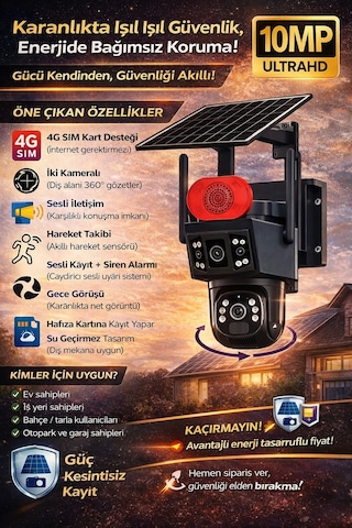 4g-solar Panelli Full Hd 2 Kameralı Güvenlik Kamerası