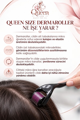 Queen Size Dermaroller 0.5 Mm 540 İğneli Cilt Bakım Rollerı Ve 30 Ml Cilt Bakım Spreyi 2 Li Set + Koruyucu Saklama Kutusu