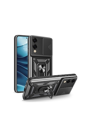 Teleplus Samsung Galaxy Uyumlu S25 Edge Kılıf Magnetik Standlı Kamera Korumalı Slide Sürgülü Cover Kapak
