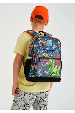 Coral High İlkokul Çantası Seti Gri Yeşil Dinazor - Erkek Çocuk