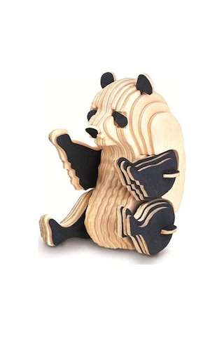 3D Büyük Ahşap Maket Panda Puzzle 43 Parça Woodcraft Ahşap Maket