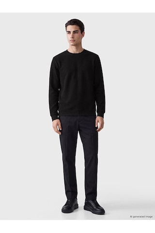 Lcwaıkıkı Classic Siyah Bisiklet Yaka Erkek Sweatshirt