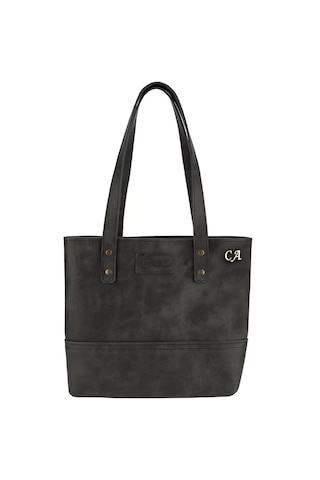 İsme Özel Tote Bag El Omuz Çantası - %100 Rainbow Deri - Ac03003 - Antrasit Antrasit