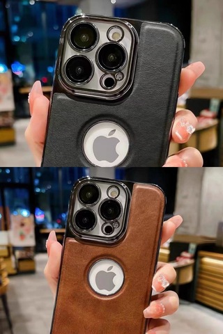 Apple Uyumlu iPhone Akfa 12 Delux Serisi Kamera Korumalı Deri Desenli Premium Telefon Kılıf Siyah