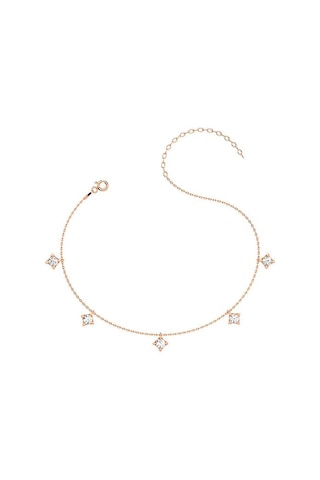 İndigo Takı Sıralı Tek Taş Rose Gümüş Halhal Çok Renkli