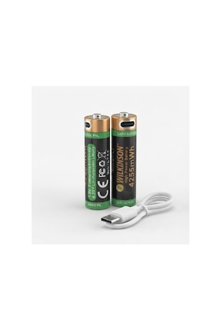 Şarjlı Kalem Pil 1.5v Aa Şarj Edilebilir Lityum Pil 4255mwh Usb-c Girişli, 2 Li Paket Şarj Kablolu