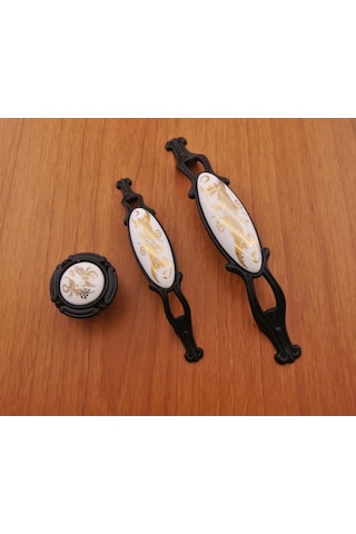 Azimkarhirdavat Porselen Kulp Salkım Siyah Varak Desenli