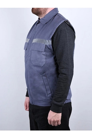 Erkek Reflektörlü Kalın Gabardin Kumaş Kışlık Iş Ve Çalışma Yeleğ Gri