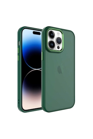 Apple Uyumlu iPhone 14 Pro Max Uyumlu Buzlu Sert Pc Zore May Kapak-koyu Yeşil -