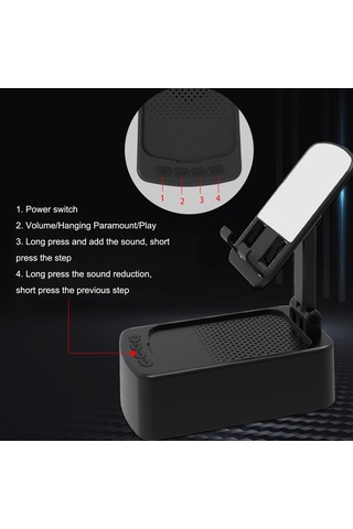 Wezone Masaüstü Üçlü Fon Tutucu: Bluetooth Hoparlör, Usb Şarj, 1500mah Pil, Bluetooth 5.0, Mikrofonlu, Katlanabilir Siyah Siyah