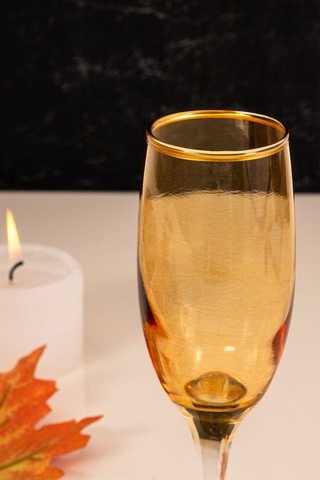 Mest 6 Parça Lüsterli Kahve Yanı Su Bardağı Seti Bal Renk 190 Cc Bal Renk