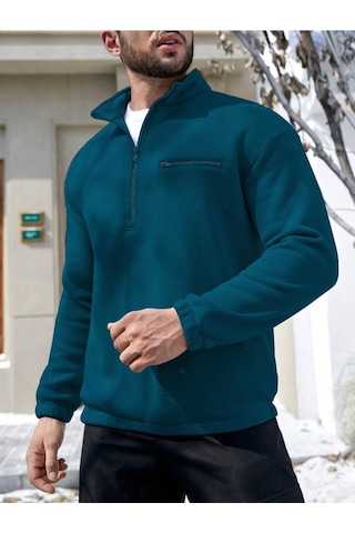 Altamira Erkek Göğüs Fermuarlı Oversize Polo Yaka Sweatshirt 001