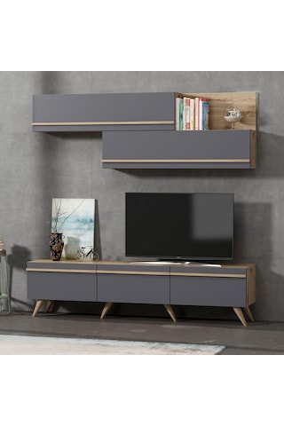 Tv Ünitesi Asil Antrasit Meşe 180 Cm