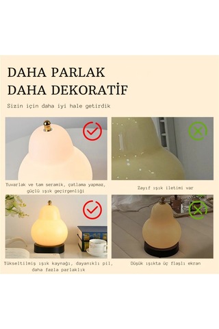 Techtic Masa Lambası Dokunmatik Şarjlı Armut Lamba 3 Modlu