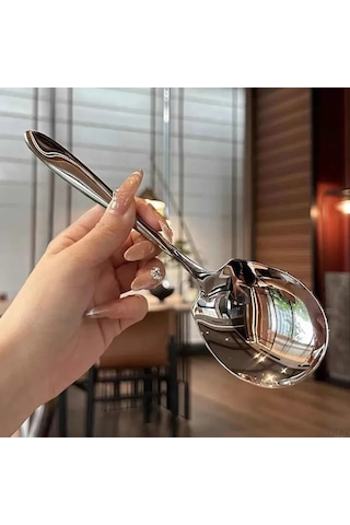 Kangvka Gümüş Renkli Paslanmaz Çelik Salata Kaşığı, Büyük Boy, Ev/festivite Servisi, Konforlu Tutamak, 1 Adet Gümüş