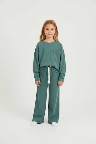 Aden Kids %100 Pamuk Çocuk Oversize Alt Üst Takım - Unisex Rahat Kalıp Yeşil