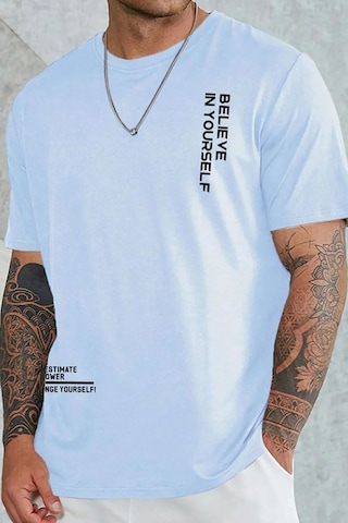 Erkek Belive İn Yourself Baskılı Oversize Tshirt Bebemavi Bebek Mavisi