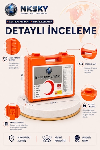 Nksky Ultra İlk Yardım Çantası Duvara Monte Ecza Dolabı İş Yeri Ofis Araç Ev İçin İlk Yardım Seti