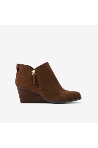 10023545 Hot Cocoa Suede Bot Kadın 10023545 Toms Goldie Wedge Ankle Bootie