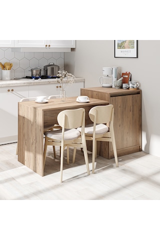 Milano Bar Masası Dolaplı Yüksek Mutfak Yemek Masa , Mutfak Adası