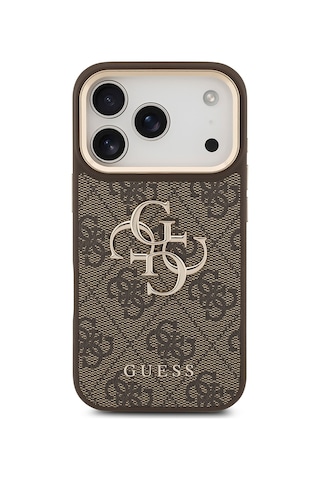 Apple Uyumlu iPhone 17 Pro Kılıf Guess Lisanslı 4g Büyük Metal Logolu Kalın Askılı Kapak Kahveren Kahverengi