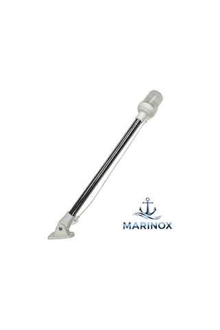 Çıpa Fenerli Işıklı Bayrak Direği 60 Cm Hareketli Ayaklı Marin Tip Paslanmaz Direk Çeşitleri Beyaz - Krom