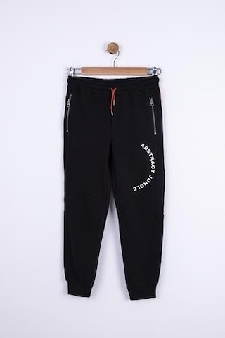 Erkek Çocuk Beli Paçası Lastikli Yanlardan Fermuarlı Warm Eşofman Altı-13405-siyah Siyah