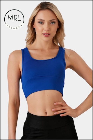 Kadın Saks Mavi Sporcu Sütyeni Pedli Likralı Destekleyici Su Sporları Koşu Fitness Dans Sportsbra Saks Mavi