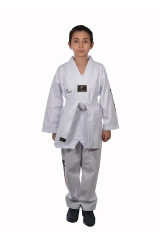 Haşado Taekwondo Beyaz Yaka Fitilli Acemi Elbise Beyaz