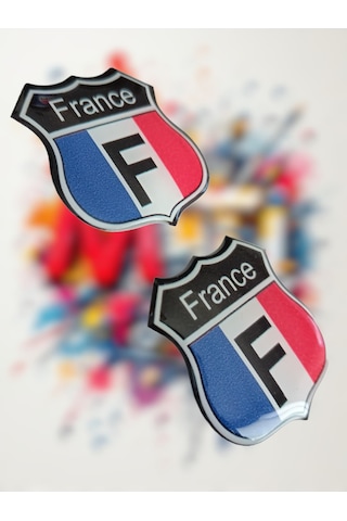 France Damla Sticker Etiket Kabartmalı 3dsilikon Direk Arma Fransa Etiketçilere Özel 2adet 3,5x3cm Çok Renkli