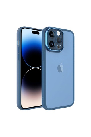 Apple Uyumlu iPhone 14 Pro Max Kılıf Kamera Korumalı Transparan Zore Post Kapak Mavi