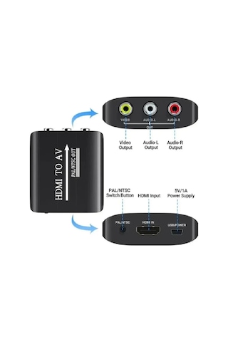 Lunatic 3443 Hdmı To Av Rca Tos Çevirici Dönüştürücü Adaptör