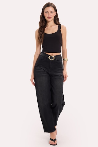 Tudors Kadın Slim Fit Dar Kesim Likralı Siyah Crop Atlet -50611