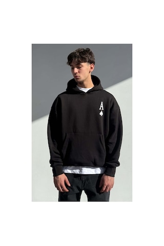 Zaee A Baskılı Oversize Premium Sweatshirt siyah