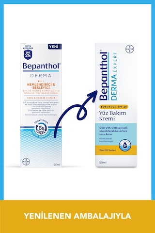 Bepanthol Derma Nemlendirici & Besleyici SPF 25 Günlük Yüz Kremi 50 ML + Derma & Canlandırıcı Günlük Yüz Temizleme Jeli 200 ML