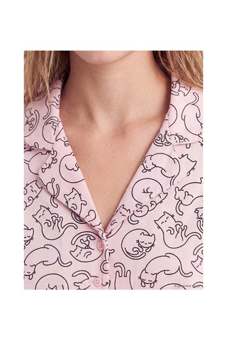 Lcw Dream Pembe Kedi Desenli Kadın Pijama Takım
