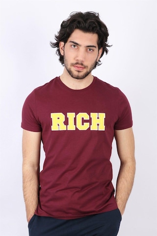 Rich Erkek Nakış Baskılı T-shirt Bordo