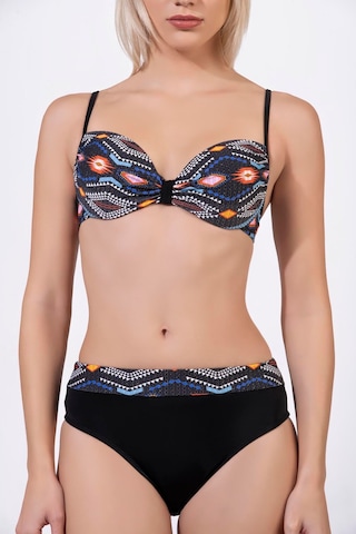 Endeep Kadın Geometrik Dokulu Desenli Balenli Destekli Bikini Takımı Siyah