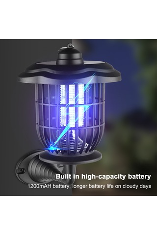 Qingmipy Güneş Enerjili Hareket Sensörlü Sinek Öldürücü Bahçe Aydınlatma Lambası, Su Geçirmez Siyah