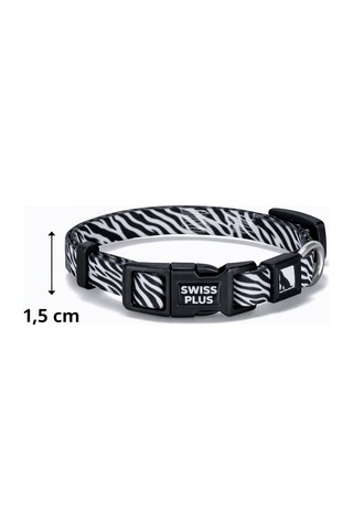 Swissplus Urban Paws Zebra Noir Recycled Köpek Tasması - 15 Mm Beyaz - Siyah