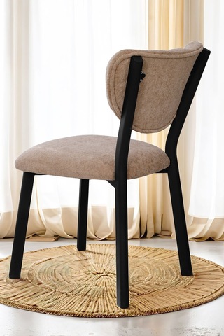 Nemeron Mutfak Masa Sandalyesi Kafe Restoran Yemek Odası Çizgili Yarmalı Sandalye Silinebilir Sütlü Kahve Sütlü Kahve