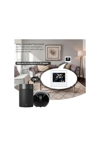 İki Borulu Akıllı Oda Termostatı Dijital Programlanabilir Sıcaklık Kontrol Cihazı Klima İçin Bac-3000al, Beyaz