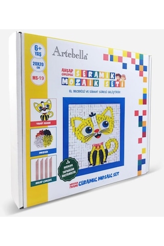 19 I Çocuk Ahşap Çerçeveli Seramik Mozaik Set 20x20 Cm