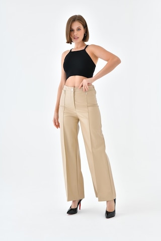 Ftz Women Kadın Deri Pantolon Beige 30634-beige Bej