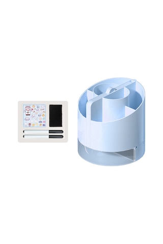 Tenfowee 6 Bölmeli Masa Kalemlik - Dahili Ayna, Yazı Tahtası Ve Hesaplama Makinesi İle Ofis/okul Organizatörü Mavi