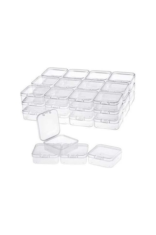 Dancemonkey 40 Adet Şeffaf Boncuk Kutusu, Menteşeli Kapaklı, Elmas Boncuk İçin Altın Renk Altın