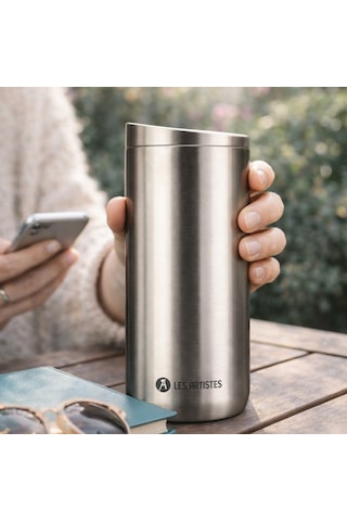 Les Artistes Paris Isı Yalıtımlı Çelik Termos Mug 500ml Metal Gri