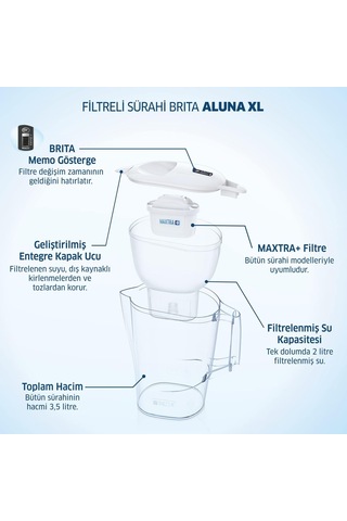 Brıta Aluna Xl Filtreli Su Arıtma Sürahisi - Beyaz Diğer